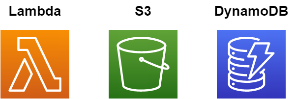 Lambda, S3, DynamoDB のアイコン